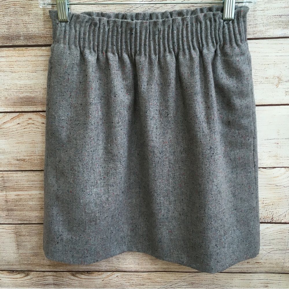 J CREW PAPERBAG WAIST SKIRT IN GRAY WOOL‎